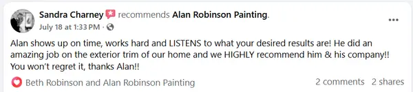 Verified five-star review for Alan Robinson Painting — screenshot 1